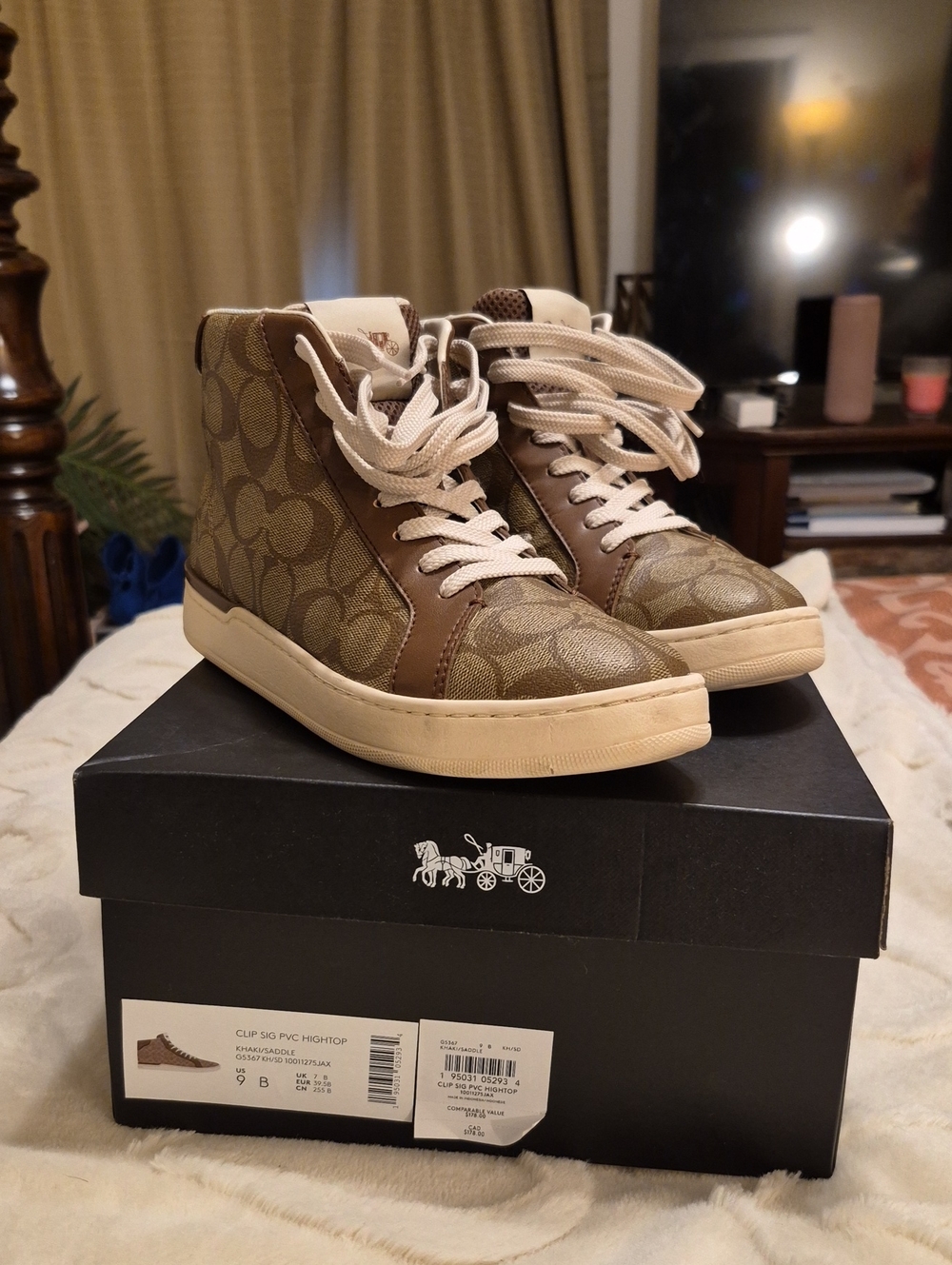 Coach Brown and Cream Signature Lace-Up High-Top Boots